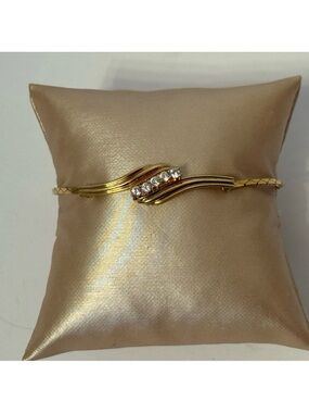 VINTAGE KOREA BRACELET GOLD PLATE RHINESTONE 6.75”